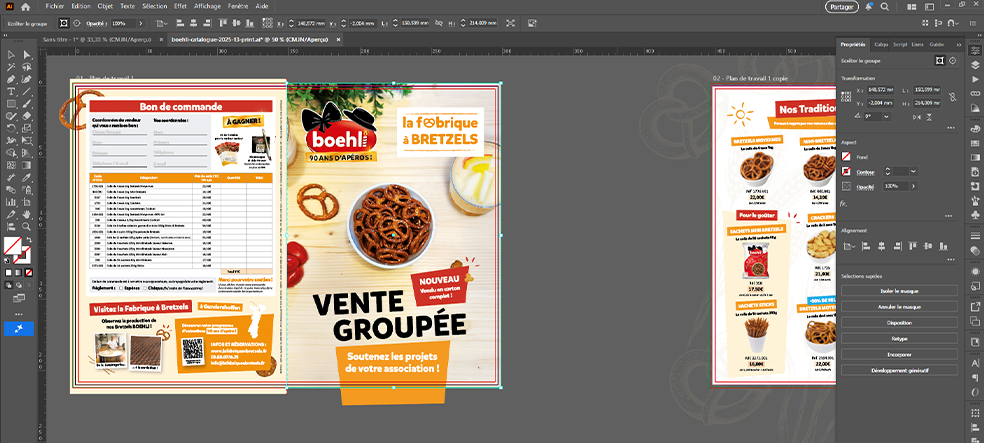 Copie d'écran Illustrator montage de dépliant Boehli